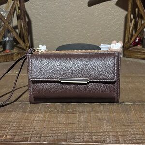 Brown Leather Wristlet Wallet